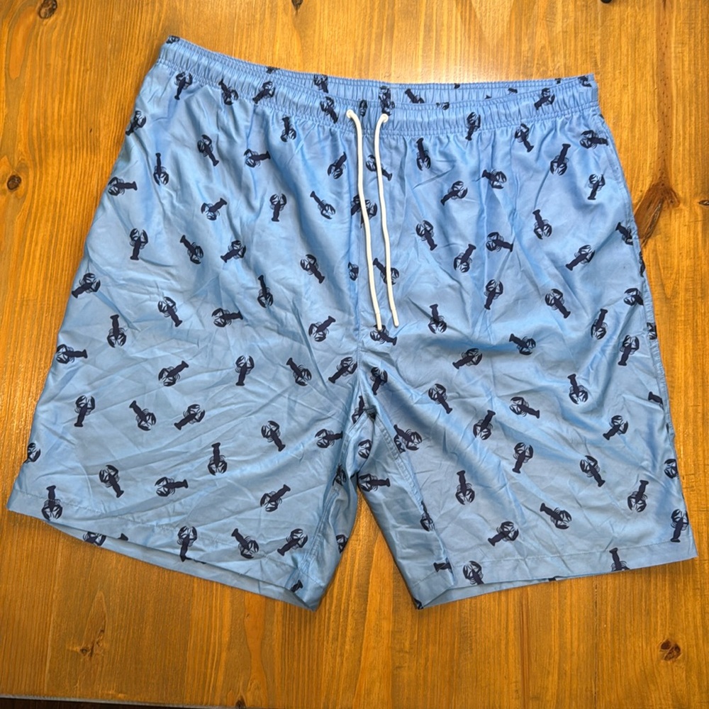 Amazon Essentials Blue Men Quick Dry Swim Trunks Lobster Crawfish Sz XXXLT NWOT
